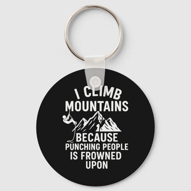 Chaveiro Camiseta Engraçada de Escalada de Montanha – Eu Su (Frente)