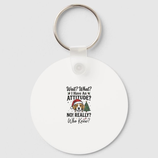 Chaveiro Camiseta Engraçada de Natal com Cachorro e Atitude (Frente)