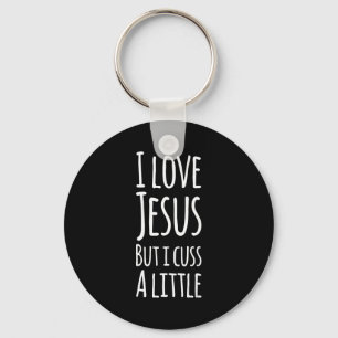 Chaveiro Camiseta engraçada Eu amo Jesus mas xingo um pouco