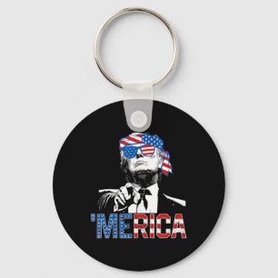 Chaveiro Camiseta engraçada Trump 4 de Julho Merica Bandeir