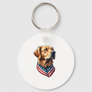 Chaveiro Camiseta Estilo Bandeira dos EUA do Golden Retriev