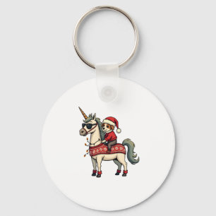 Chaveiro Camiseta Feia de Natal Vintage de Unicórnio e Cach
