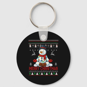 Chaveiro Camiseta Feia de Natal Yoga Boneco de Neve Lindo P