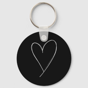 Chaveiro Camiseta Feminina de Amor Simples Esboço Coração D