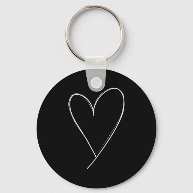 Chaveiro Camiseta Feminina de Amor Simples Esboço Coração D (Frente)