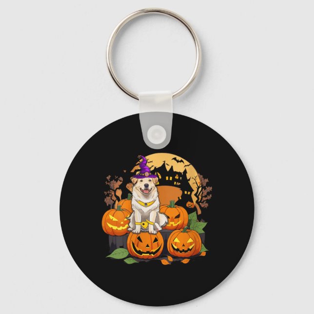 Chaveiro Camiseta feminina de Halloween com decote em V3 (Frente)