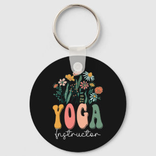 Chaveiro Camiseta Floral Retro Groovy Instrutora de Yoga Fl