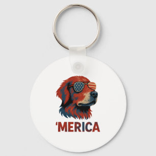 Chaveiro Camiseta Golden Retriever 4 de Julho Merica