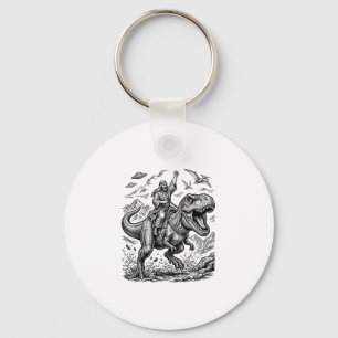 Chaveiro Camiseta Gráfica com Cavaleiro de Dinossauro em Gr