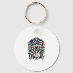 Chaveiro Camiseta Gráfica Vetorial do Pastor Alemão Patriot