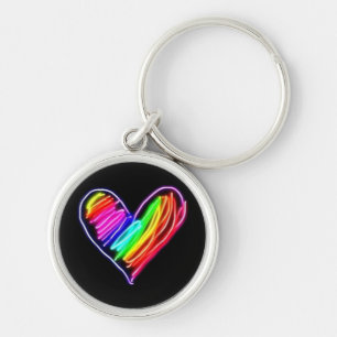 Chaveiro Camiseta Neon Coração Arco-Íris Orgulho Amor LGBQT
