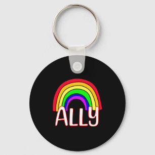 Chaveiro Camiseta Orgulho Coração E Arco-Íris Bonito Aliado