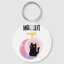 Chaveiro Camiseta Preta de Gato com Magia ao Luar | Celesti