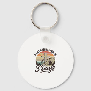 Chaveiro Camiseta Retro de 3 Dias da Páscoa Cristã Cruz Cav