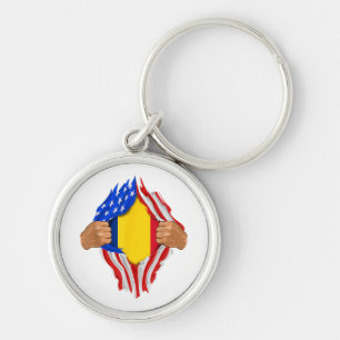 Chaveiro Camiseta Sangue Romeno Dentro de Mim Bandeira da R