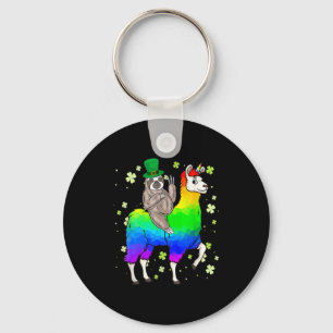 Chaveiro Camiseta Sloth Montando Llama Leprechaun Dia de Sã