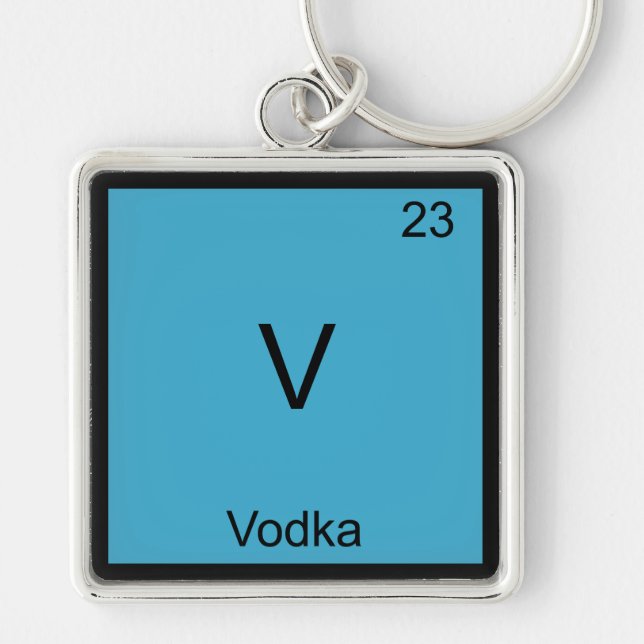 Chaveiro Camiseta V - Vodka Símbolo de Elemento de Química  (Frente)
