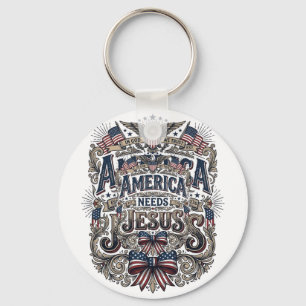 Chaveiro Camiseta Vintage América Patriótica Precisa de Jes