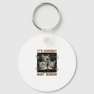 Chaveiro Camiseta Vintage de Gatos Gritando à Meia-Noite En