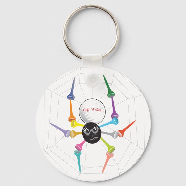 Chaveiro Camisetas de aranha de viúva preta de golfe (Frente)