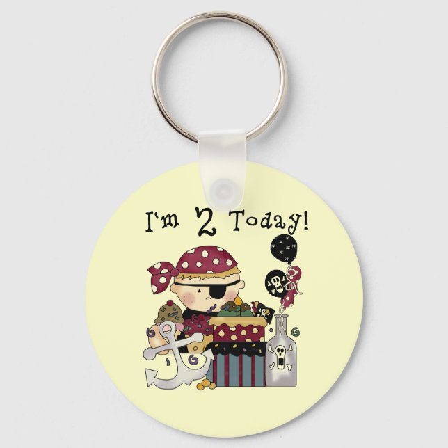 Chaveiro Camisetas e presentes piratas do segundo aniversár (Frente)