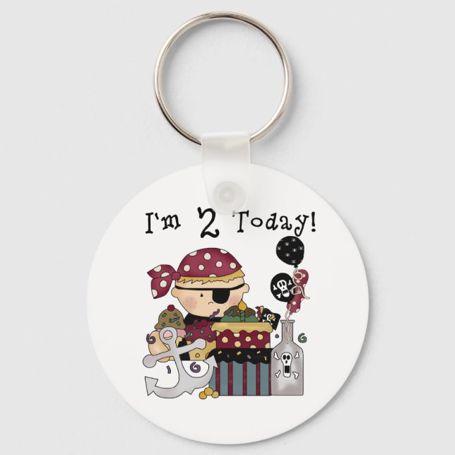 Chaveiro Camisetas e presentes piratas do segundo aniversár (Frente)