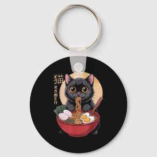 Chaveiro Camisetas engraçadas gráficas de Ramen de gato Jap