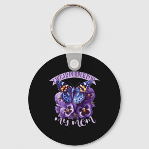 Chaveiro Camisetas Florais Roxas de Borboleta Pansy Fita da