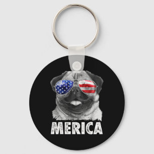 Chaveiro Camisetas Pug 4 de Julho Merica Homens Mulheres EU