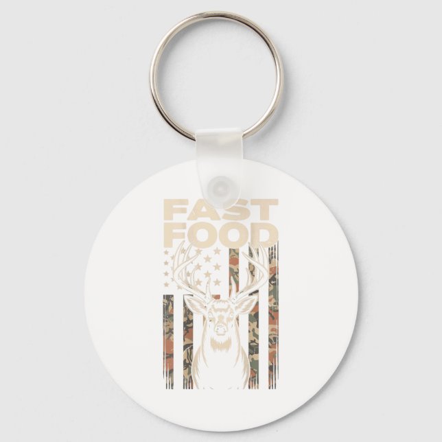 Chaveiro Camo Deer Hunting Fast Food Gag Hunter Gift Funny  (Frente)