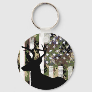Chaveiro Camo US Flag Deer Elk Buck Camouflage Hunting