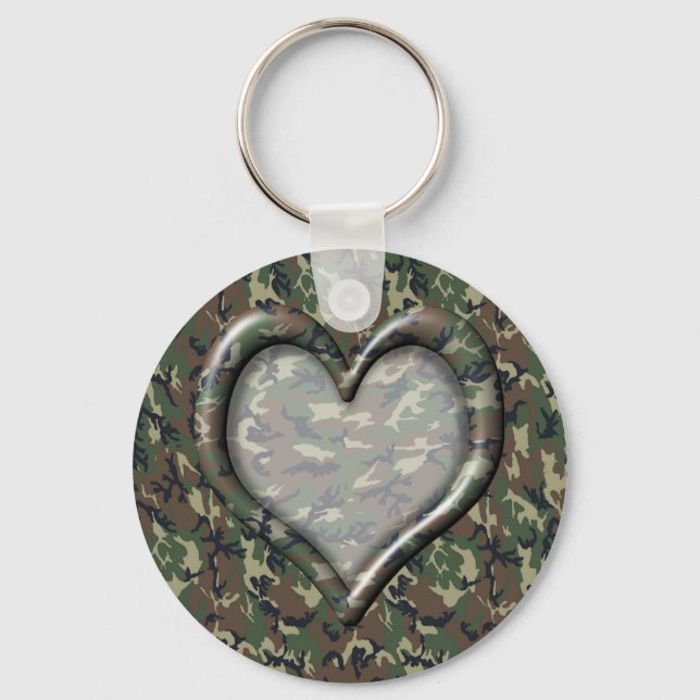 Chaveiro Camouflage Heart - Woodland (Frente)