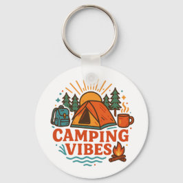 Chaveiro Camping Vibes Metal Circle Keychain