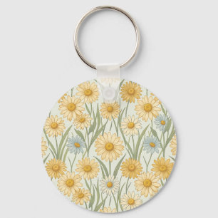 Chaveiro Campo de Margaridas Amarelas Padrão Floral Sem Cos