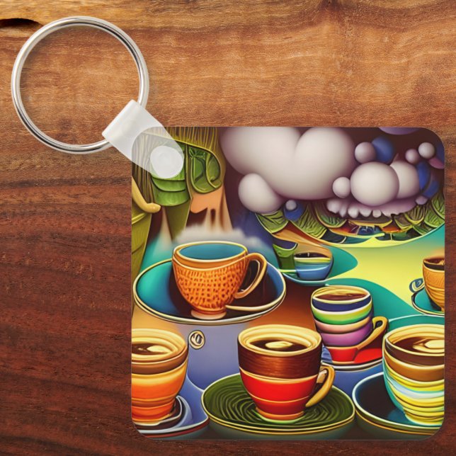 Chaveiro Campos de Whimsical Land de Café (Frente)