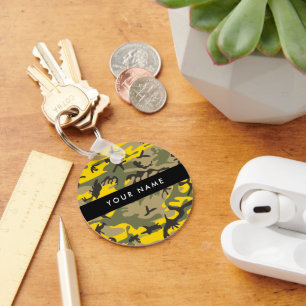 Chaveiro Camuflagem Amarela e Verde Seu nome Personaliza