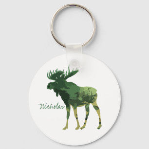 Chaveiro Camuflagem Moose Animal Nature art Nome Personaliz