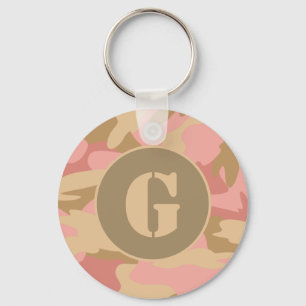 Chaveiro Camuflagem Rosa Letra G Pingente Personalizado