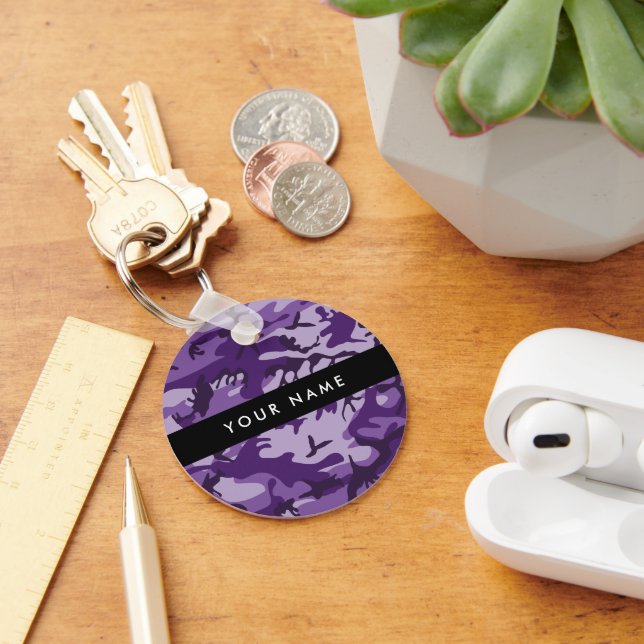 Chaveiro Camuflagem Roxa Personalize seu nome (Mesa)