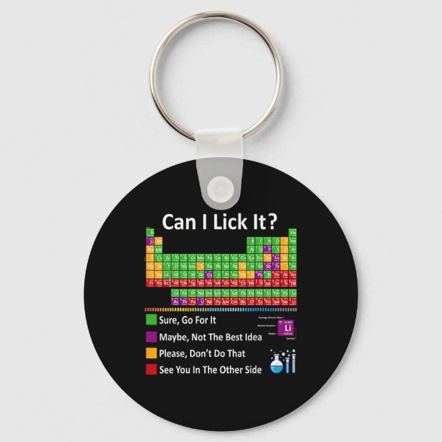 Chaveiro Can I Lick It Periodic Table Chart Science Teacher (Frente)