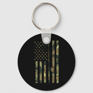 Chaveiro Cana de Pesca Camuflada Bandeira dos EUA Vintage P