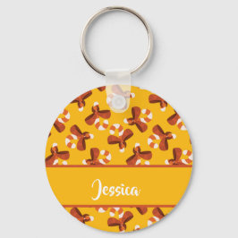 Chaveiro Cana doce embrulhada com padrão de arco vermelho