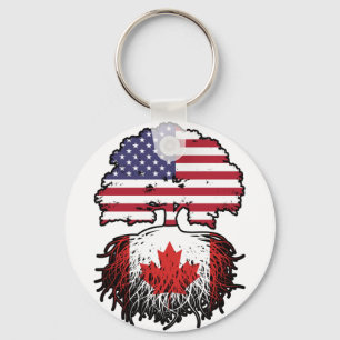 Chaveiro Canadá Canadá Canadá americano Tree Roots Flag