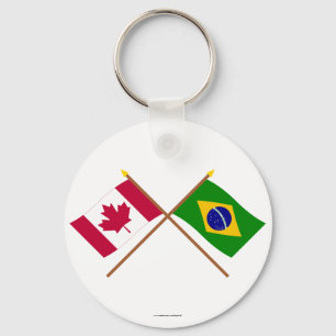 Chaveiro Canadá e bandeiras cruzadas Brasil