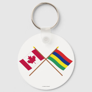 Chaveiro Canadá e bandeiras cruzadas Maurícia