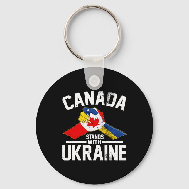 Chaveiro Canadá está com a Ucrânia Bandeira Canadense Ucran (Frente)
