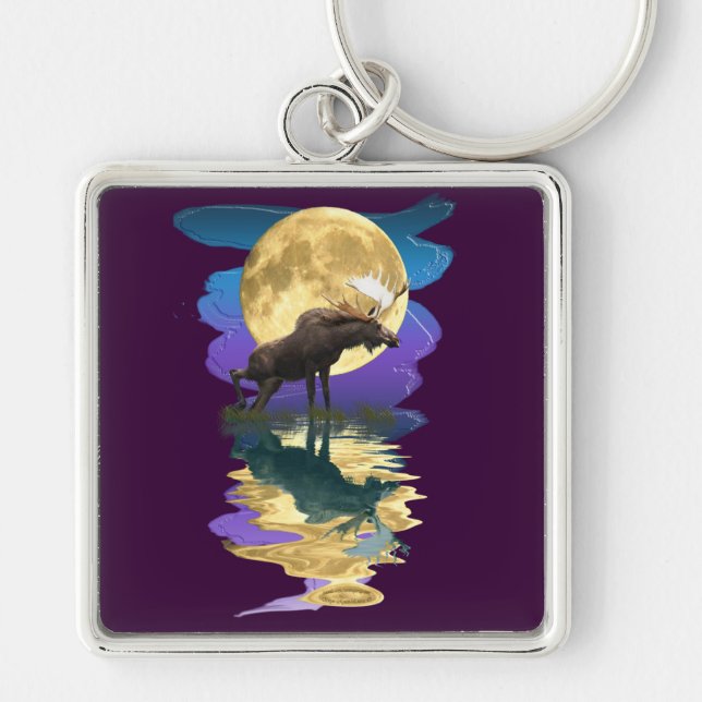 Chaveiro Canadiano Moose & Moon Wildlife Animal (Frente)