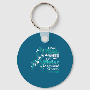 Chaveiro Câncer cervical eu uso verde aqua branco para minh
