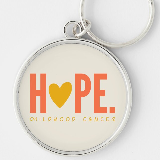 Chaveiro cancer de infância Ouro ESPERANÇA Coração Keychain (Frente)