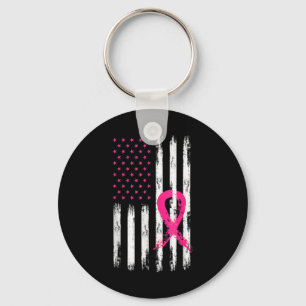 Chaveiro Cancer de mama Sensibilização Vintage American Fla
